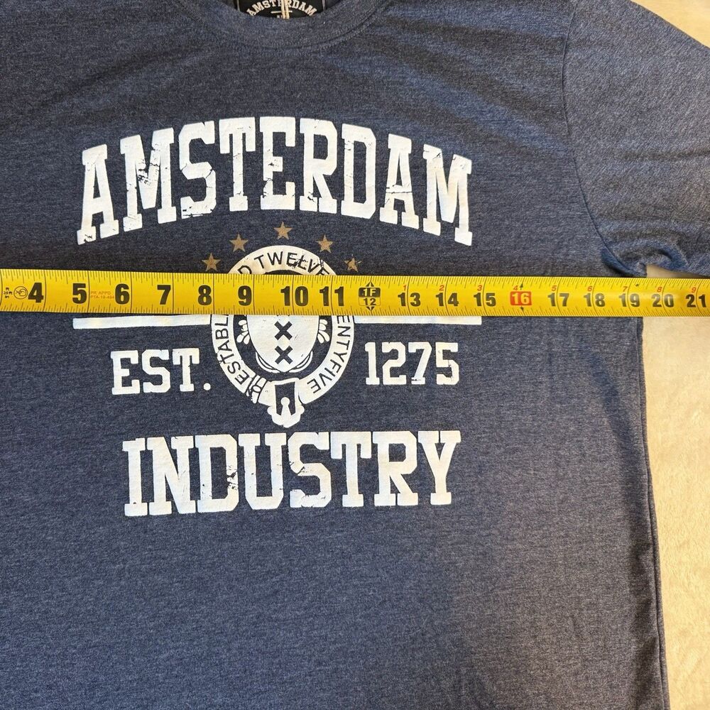 Amsterdam Industry Shirt Mens Medium Navy Amsterdam EST 1275 Graphic Tee T-Shirt - Picture 6 of 9